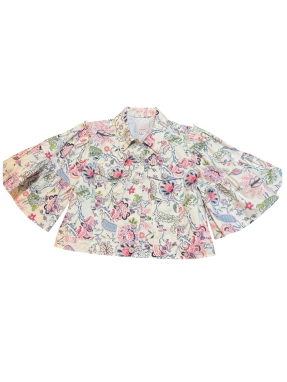 Cinq à Sept Hellen Floral Jacket Denim Jacket, Celeste Multi, Gently Worn - Picture 7 of 10